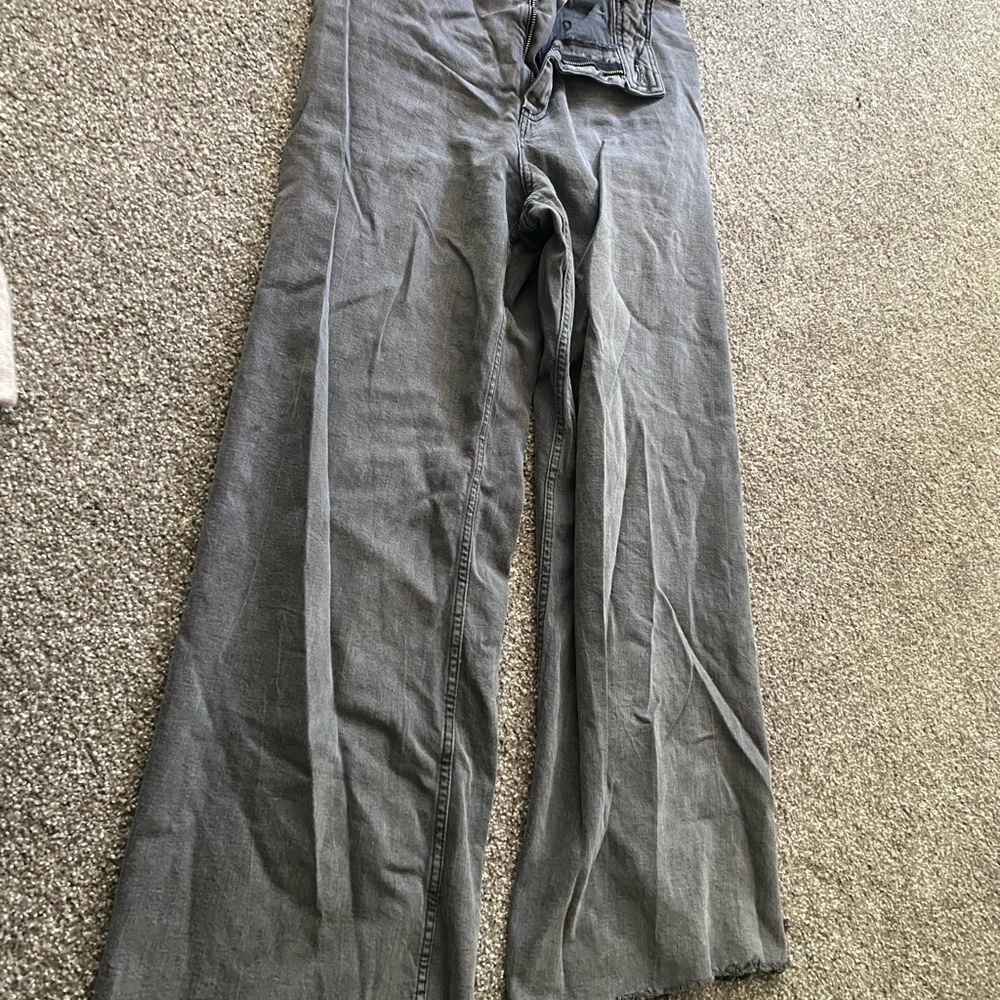 Zara Gray High Waist Straight Leg Jeans